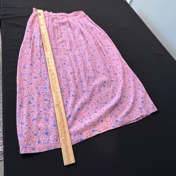 Vintage One Hanes Place Womens Pink Floral‎ pleated midi skirt cottagecore sz M - Picture 8 of 13